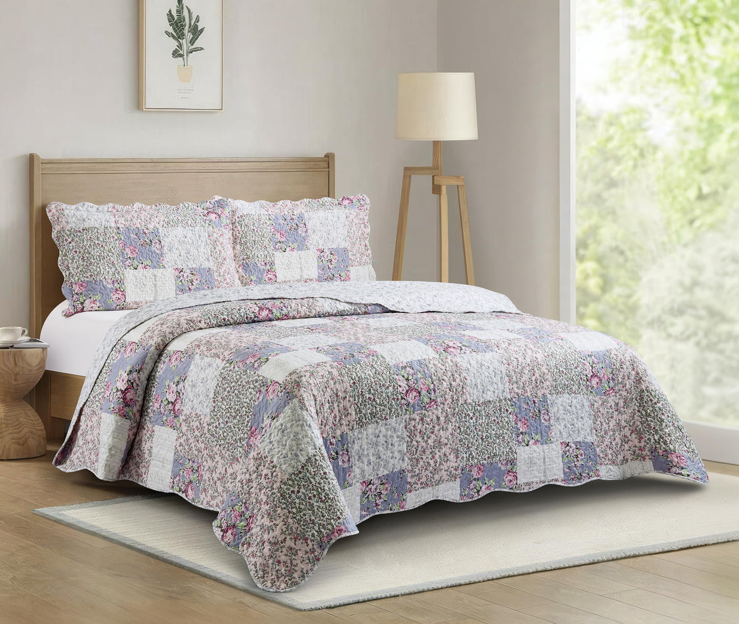 Patchwork Quilt Set Reversible Lightweight All Season Coverlet Bedding