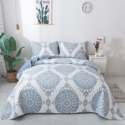 Floral Quilt Set 3 Piece Oversized Bedspread Coverlet Set Lightweight Bedding