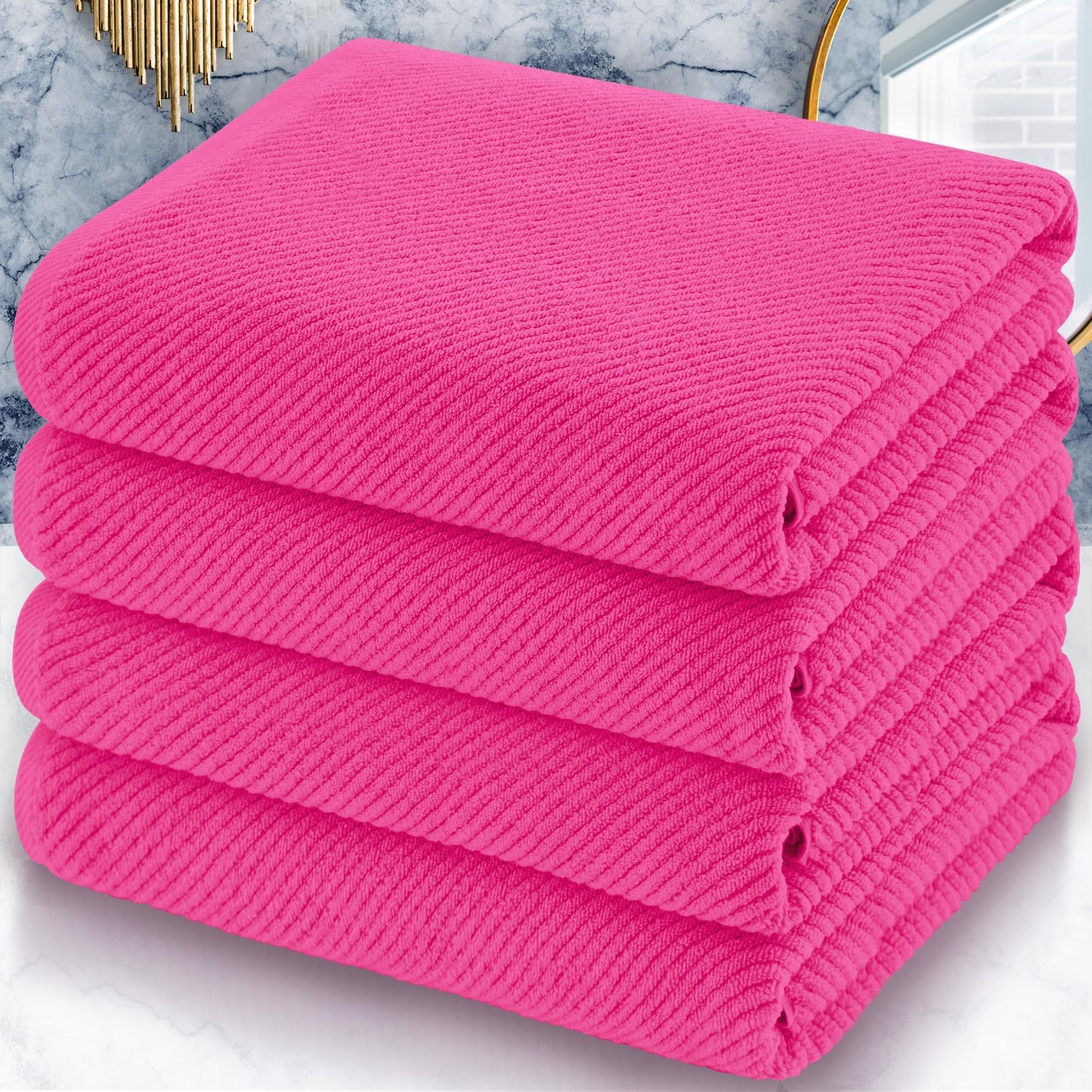 Cotton Bath Towel Set 6 Piece Soft Quick Dry Bathroom Towels Large Gift Set