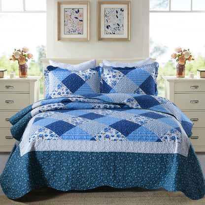 Floral Quilt Set 3 Piece Oversized Bedspread Coverlet Set Lightweight Bedding