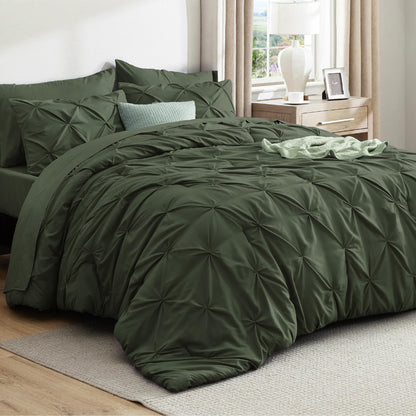 Pintuck Comforter Set Bed in a Bag 7 Piece All Season Bedding