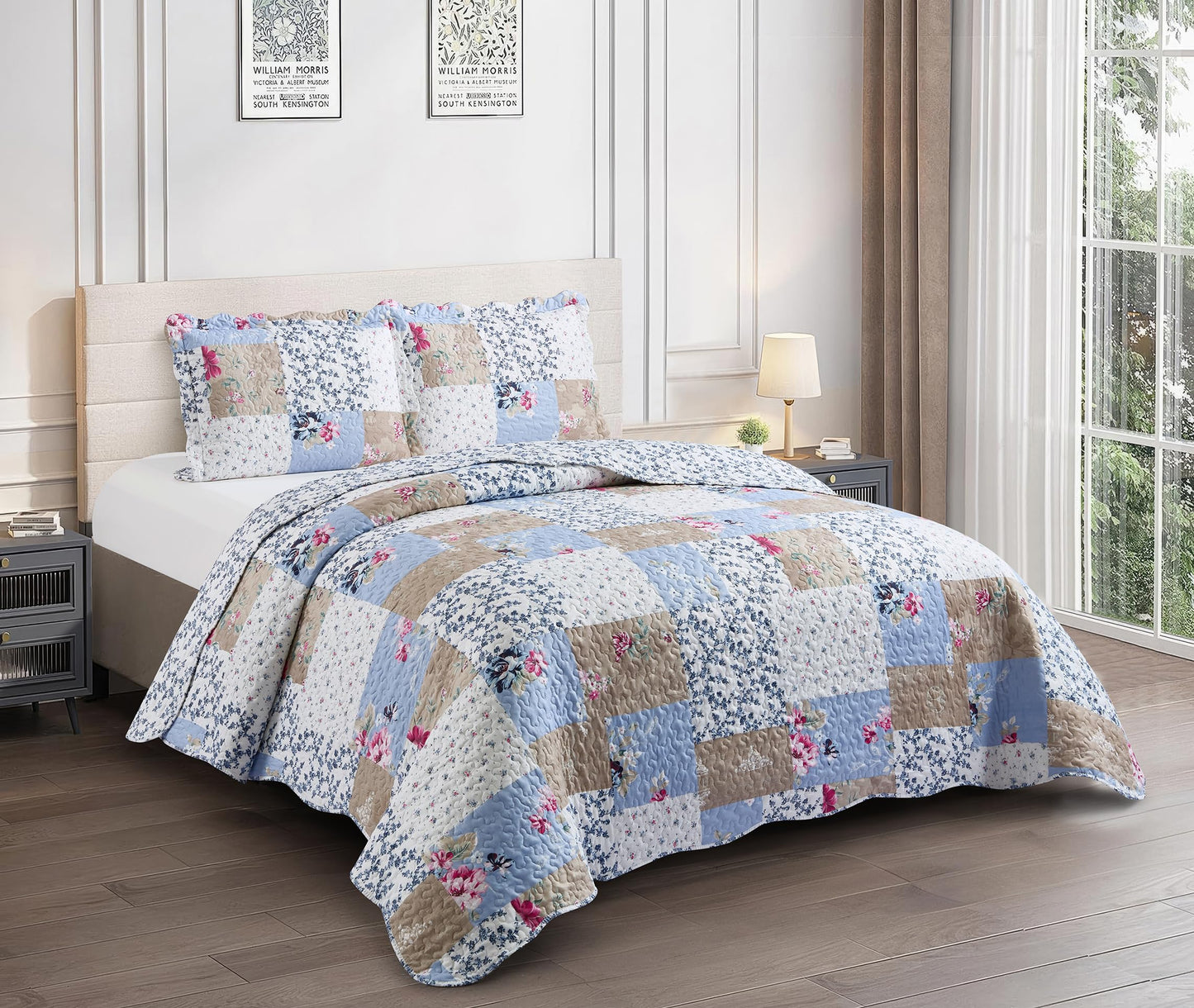 Patchwork Quilt Set Reversible Lightweight All Season Coverlet Bedding