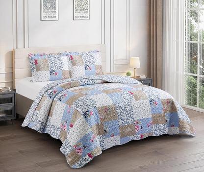 Patchwork Quilt Set Reversible Lightweight All Season Coverlet Bedding