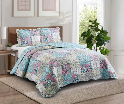 Patchwork Quilt Set Reversible Lightweight All Season Coverlet Bedding