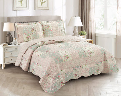 Patchwork Quilt Set Reversible Lightweight All Season Coverlet Bedding