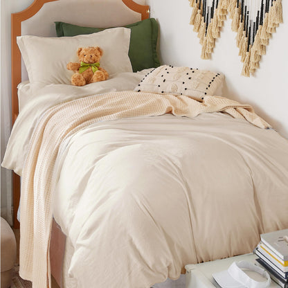 Soft Prewashed Duvet Cover Set Zipper Closure Pillow Covers Lightweight Bedding