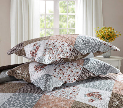Floral Quilt Set 3 Piece Oversized Bedspread Coverlet Set Lightweight Bedding