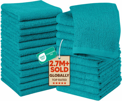 Cotton Washcloth Set Ring Spun Soft Absorbent Face Cloths Premium Towels