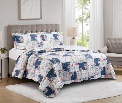 Patchwork Quilt Set Reversible Lightweight All Season Coverlet Bedding