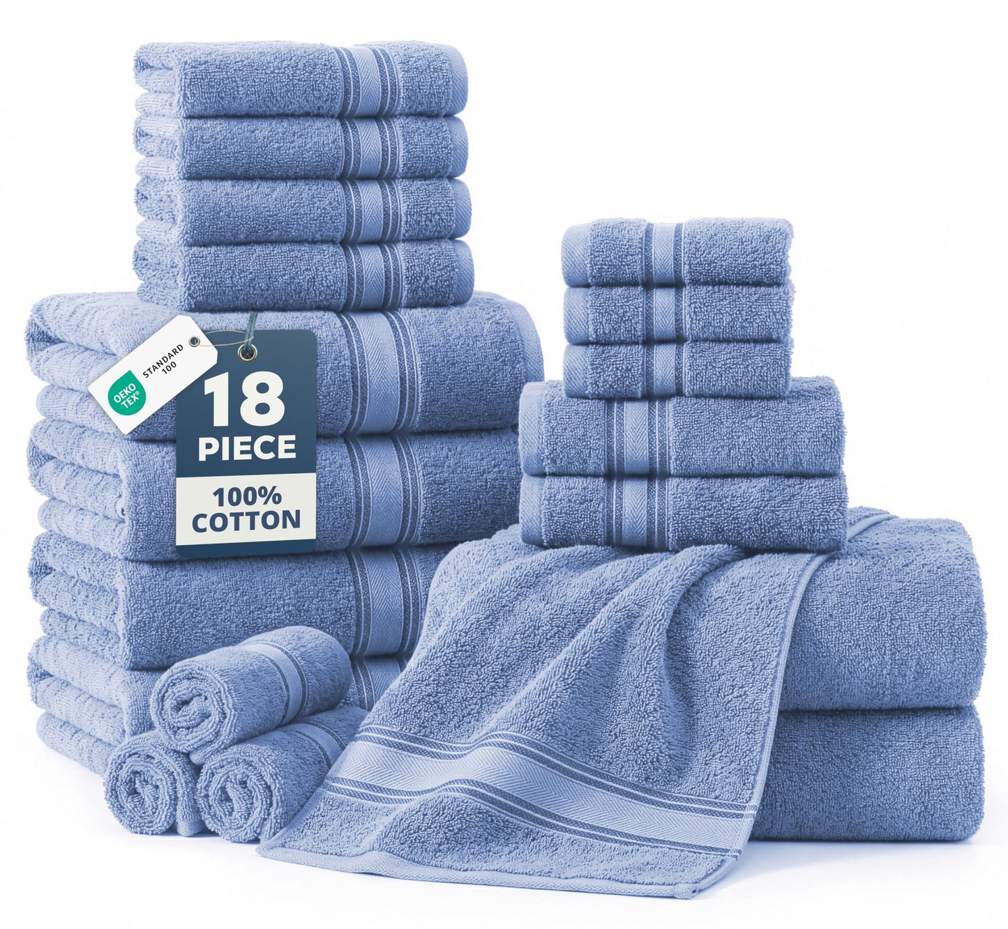 Zero Twist Cotton Bath Towel Set Quick Dry Ultra Absorbent Soft Towels