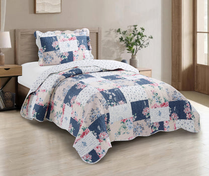Patchwork Quilt Set Reversible Lightweight All Season Coverlet Bedding