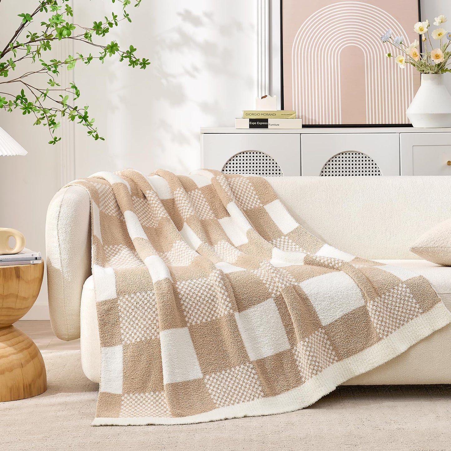 Checkered Microfiber Throw Blanket Soft Couch Sofa Bed Decorative Blanket