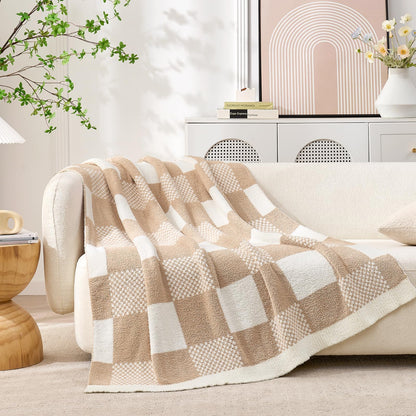 Checkered Microfiber Throw Blanket Soft Couch Sofa Bed Decorative Blanket