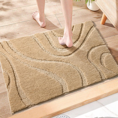 Plush Microfiber Bath Rug Non Slip Absorbent Bathroom Floor Mat Machine Washable