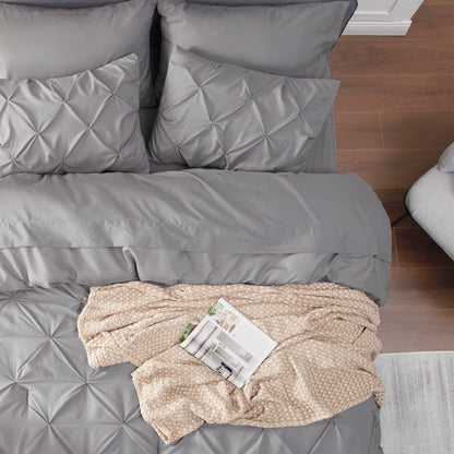 Pintuck Comforter Set Bed in a Bag 7 Piece All Season Bedding