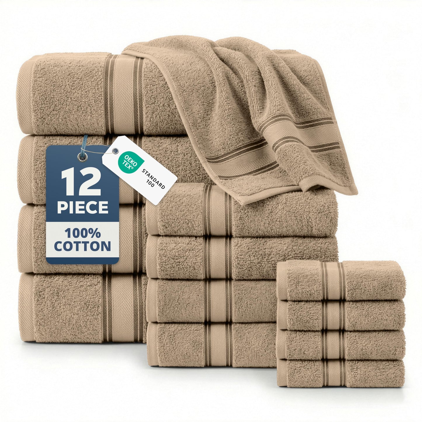 Zero Twist Cotton Bath Towel Set Quick Dry Ultra Absorbent Soft Towels