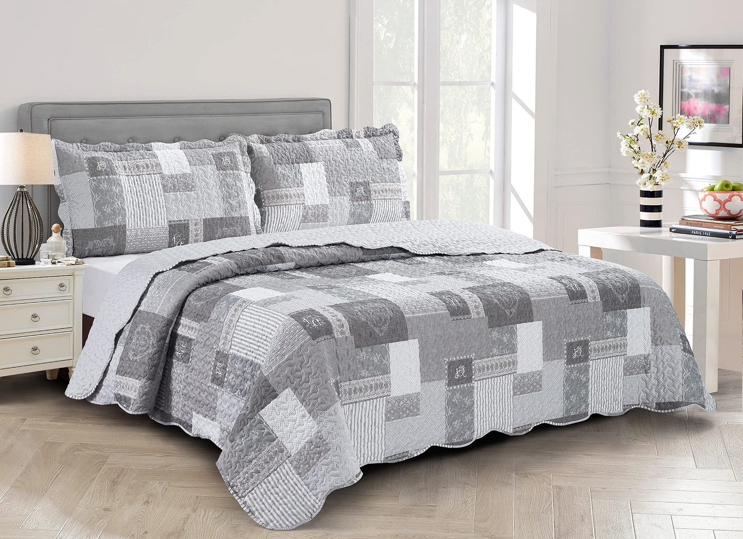 Patchwork Quilt Set Reversible Lightweight All Season Coverlet Bedding