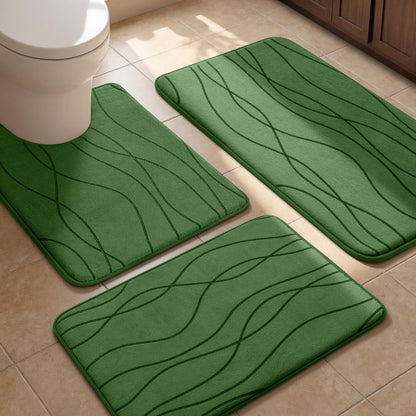 Memory Foam Bath Rug Set Non Slip Absorbent Quick Dry Bathroom Mat