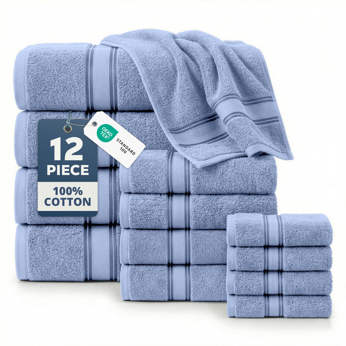 Zero Twist Cotton Bath Towel Set Quick Dry Ultra Absorbent Soft Towels