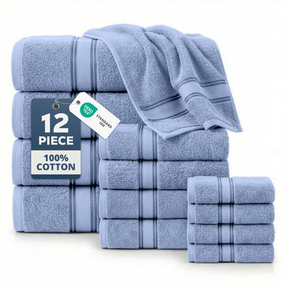 Zero Twist Cotton Bath Towel Set Quick Dry Ultra Absorbent Soft Towels