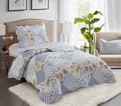 Patchwork Quilt Set Reversible Lightweight All Season Coverlet Bedding