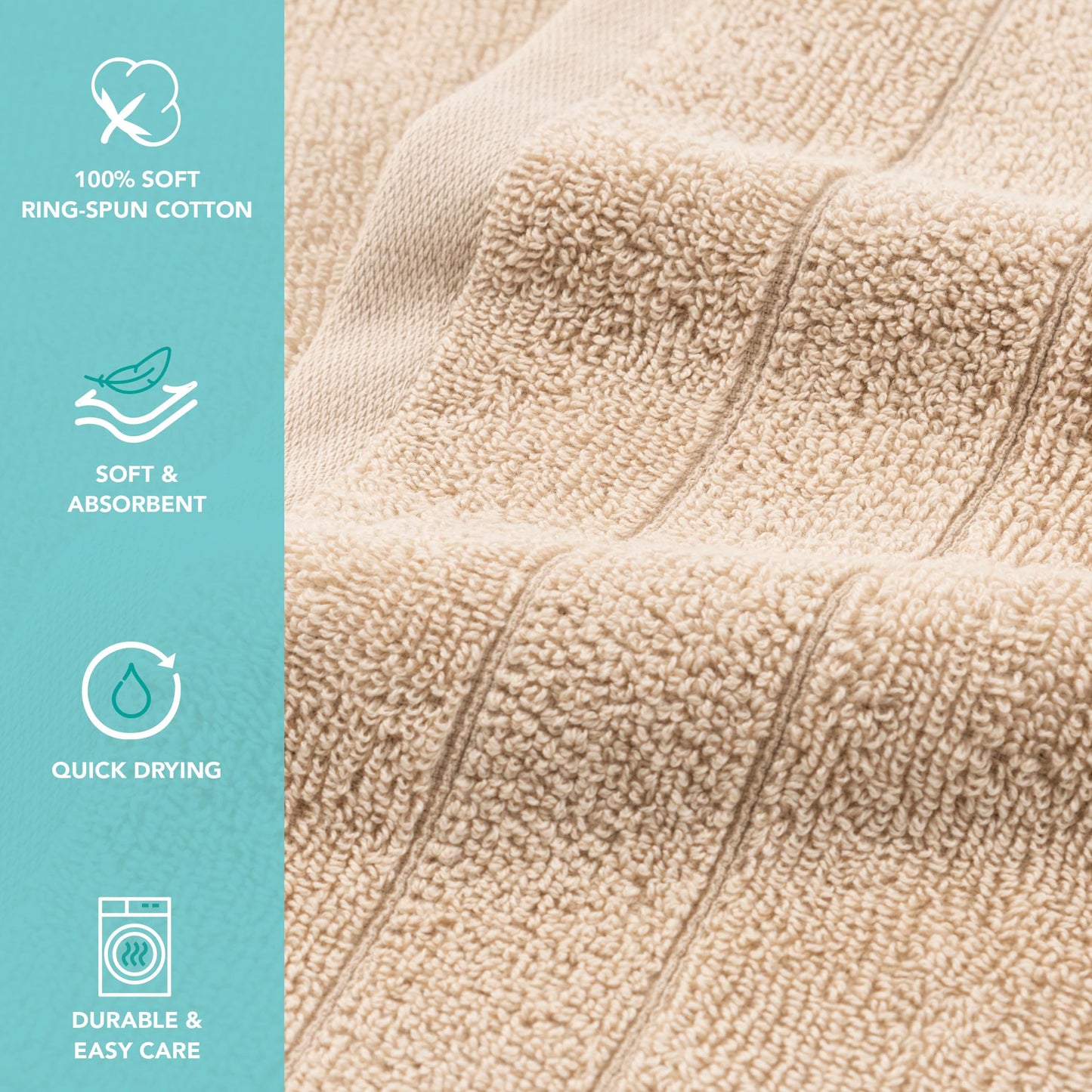 Ring Spun Cotton Washcloth Set Soft Absorbent Multipurpose Fingertip Towels