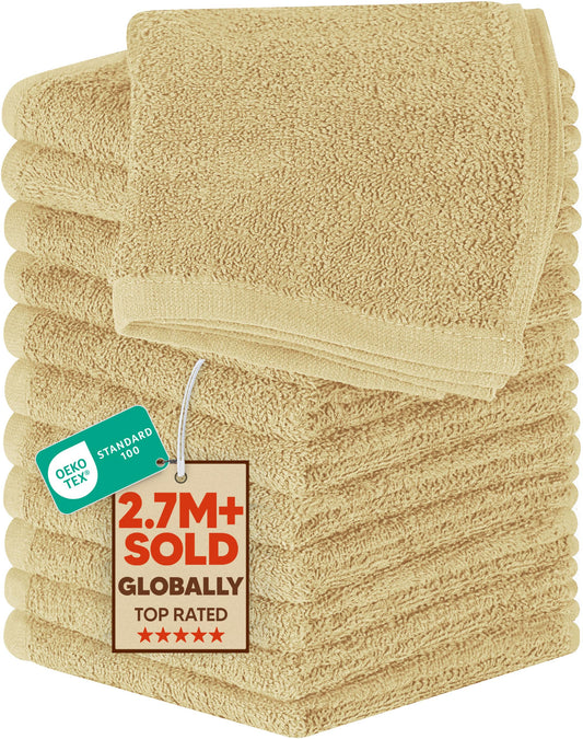 Cotton Washcloth Set Ring Spun Soft Absorbent Face Cloths Premium Towels