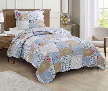 Patchwork Quilt Set Reversible Lightweight All Season Coverlet Bedding