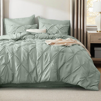 Pintuck Comforter Set Bed in a Bag 7 Piece All Season Bedding
