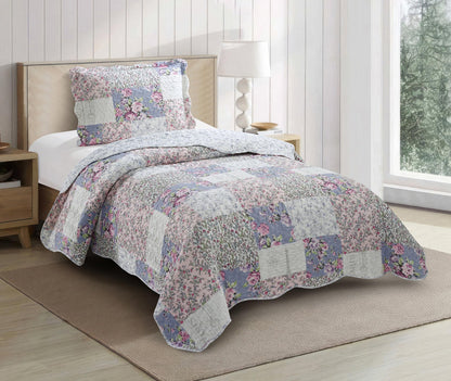 Patchwork Quilt Set Reversible Lightweight All Season Coverlet Bedding