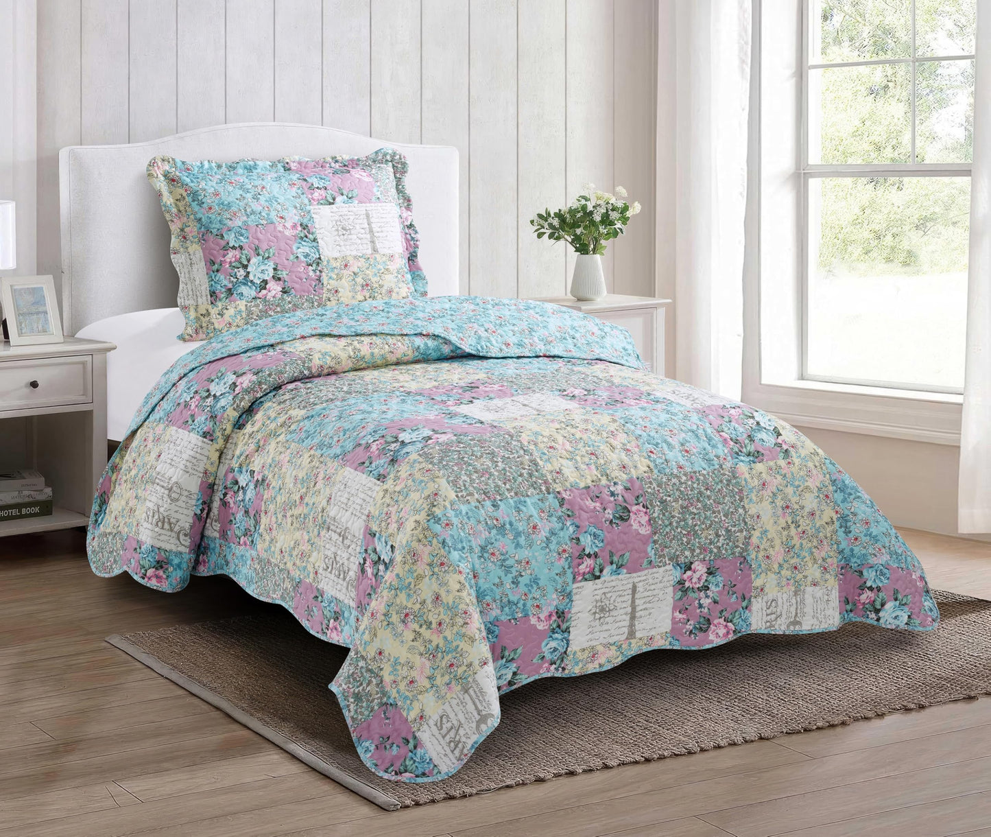 Patchwork Quilt Set Reversible Lightweight All Season Coverlet Bedding