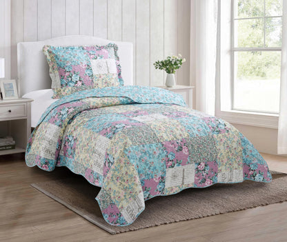 Patchwork Quilt Set Reversible Lightweight All Season Coverlet Bedding
