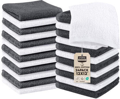 Cotton Washcloth Set Ring Spun Soft Absorbent Face Cloths Premium Towels