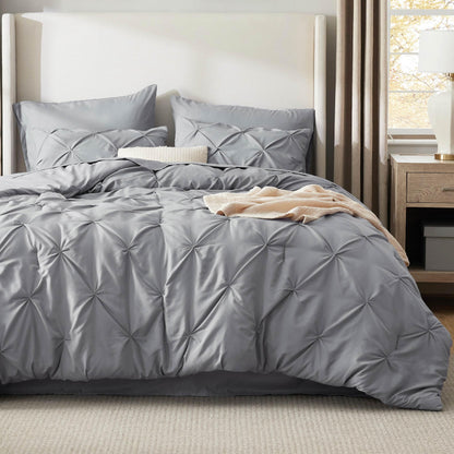 Pintuck Comforter Set Bed in a Bag 7 Piece All Season Bedding