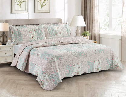 Patchwork Quilt Set Reversible Lightweight All Season Coverlet Bedding