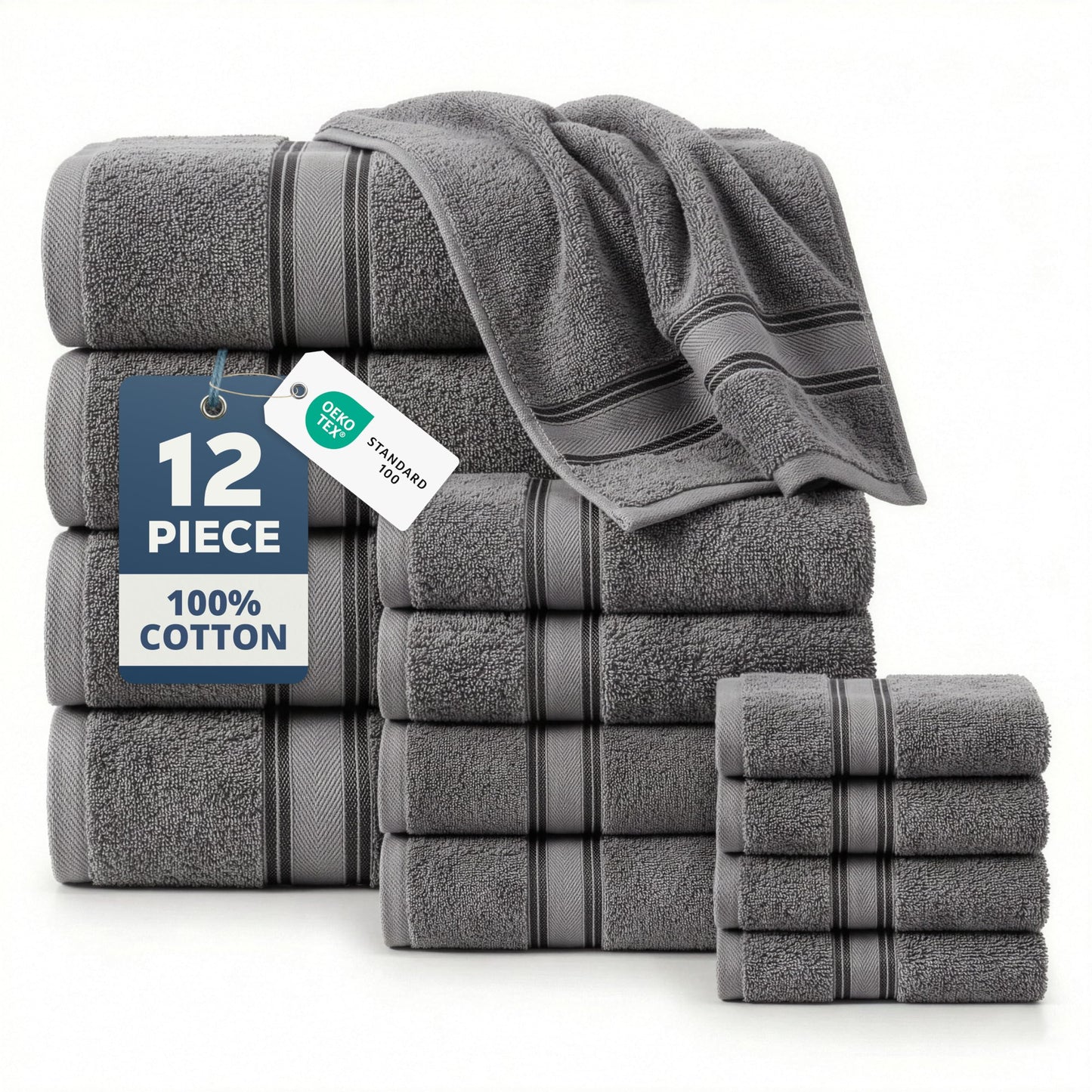 Zero Twist Cotton Bath Towel Set Quick Dry Ultra Absorbent Soft Towels