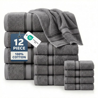 Zero Twist Cotton Bath Towel Set Quick Dry Ultra Absorbent Soft Towels