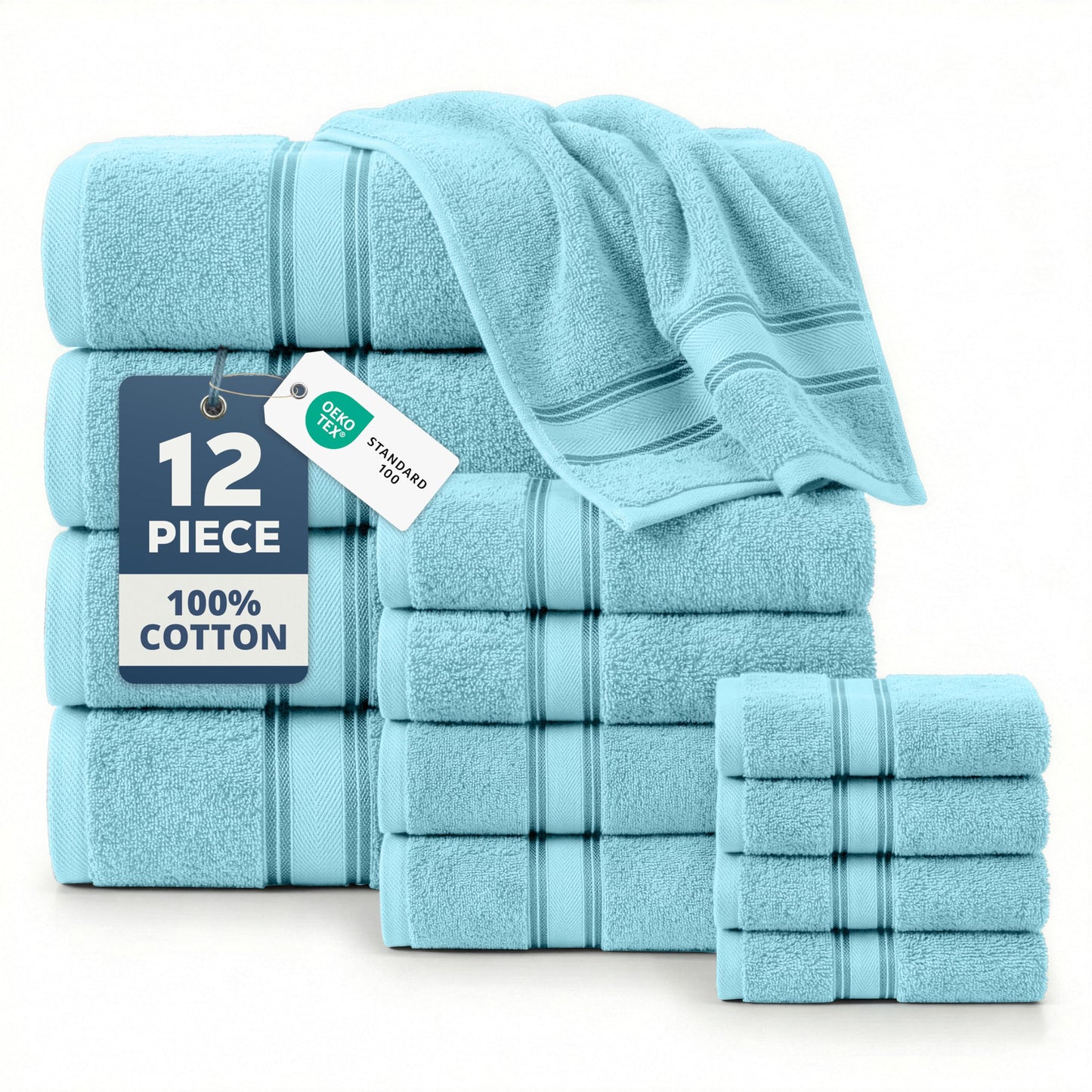 Zero Twist Cotton Bath Towel Set Quick Dry Ultra Absorbent Soft Towels
