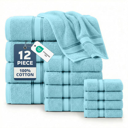 Zero Twist Cotton Bath Towel Set Quick Dry Ultra Absorbent Soft Towels