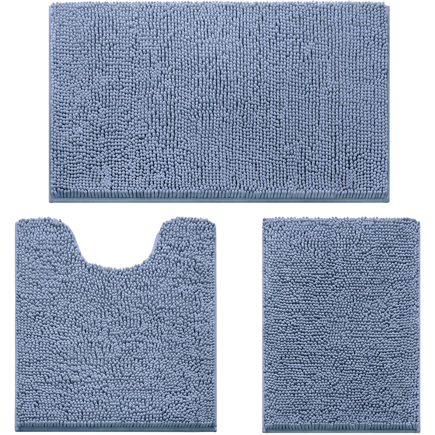 Chenille Bathroom Rug Set 3 Piece Ultra Soft Non Slip Absorbent Bath Mat
