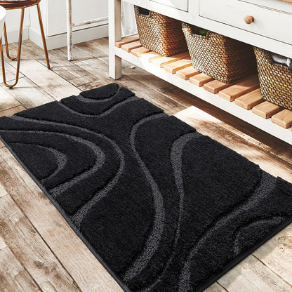 Plush Microfiber Bath Rug Non Slip Absorbent Bathroom Floor Mat Machine Washable