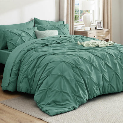 Pintuck Comforter Set Bed in a Bag 7 Piece All Season Bedding