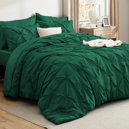 Pintuck Comforter Set Bed in a Bag 7 Piece All Season Bedding