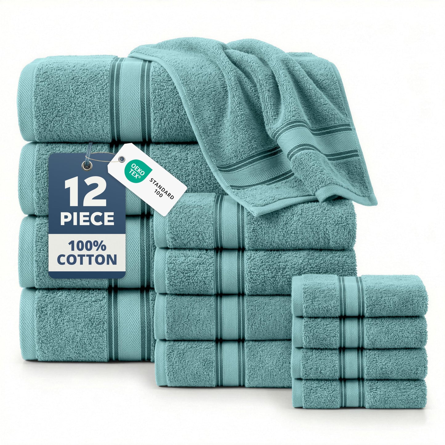 Zero Twist Cotton Bath Towel Set Quick Dry Ultra Absorbent Soft Towels