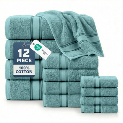 Zero Twist Cotton Bath Towel Set Quick Dry Ultra Absorbent Soft Towels