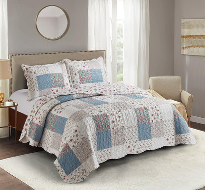 Patchwork Quilt Set Reversible Lightweight All Season Coverlet Bedding