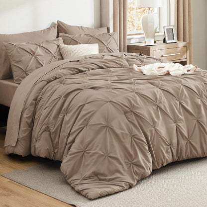 Pintuck Comforter Set Bed in a Bag 7 Piece All Season Bedding