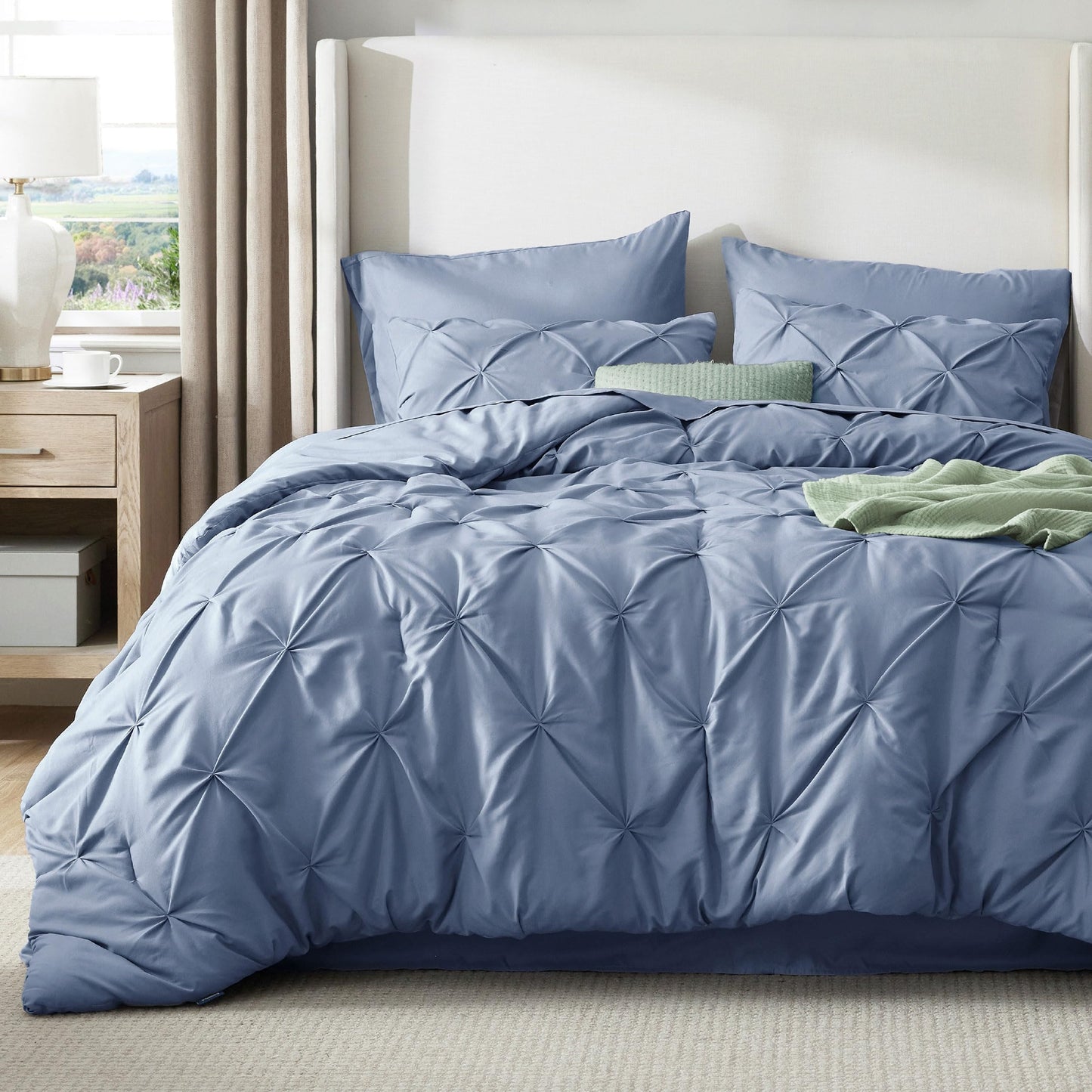 Pintuck Comforter Set Bed in a Bag 7 Piece All Season Bedding