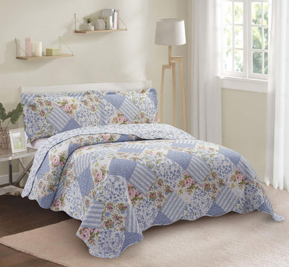 Patchwork Quilt Set Reversible Lightweight All Season Coverlet Bedding