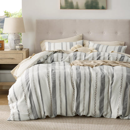 Cotton Waffle Weave Duvet Cover Set 100% Breathable All Season Bedding